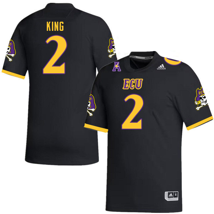 Men #2 Devon King ECU Pirates College Football Jerseys Stitched-Black